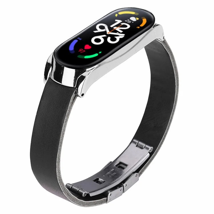 For Xiaomi Mi Band 7 / Band 7 NFC Leather Watch Strap with Watch Case