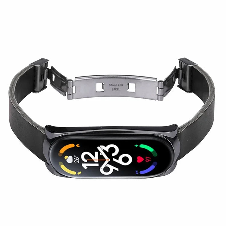 For Xiaomi Mi Band 7 / Band 7 NFC Leather Watch Strap with Watch Case