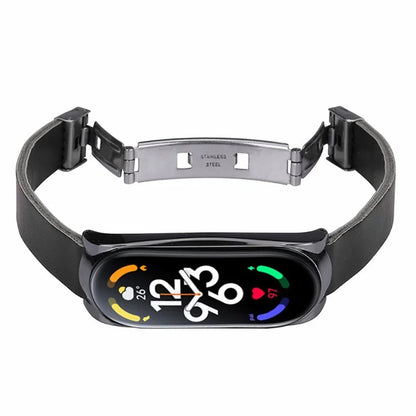 For Xiaomi Mi Band 7 / Band 7 NFC Leather Watch Strap with Watch Case