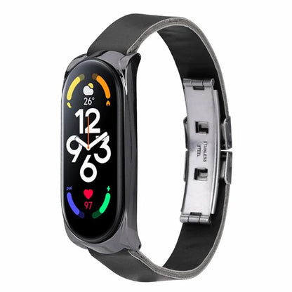 For Xiaomi Mi Band 7 / Band 7 NFC Leather Watch Strap with Watch Case