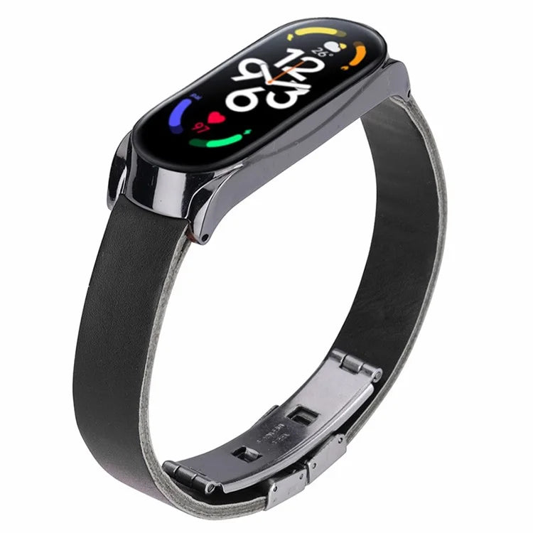For Xiaomi Mi Band 7 / Band 7 NFC Leather Watch Strap with Watch Case