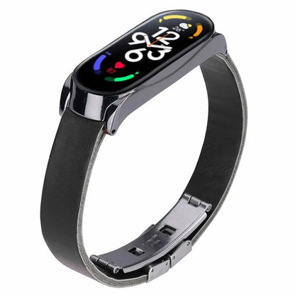 For Xiaomi Mi Band 7 / Band 7 NFC Leather Watch Strap with Watch Case