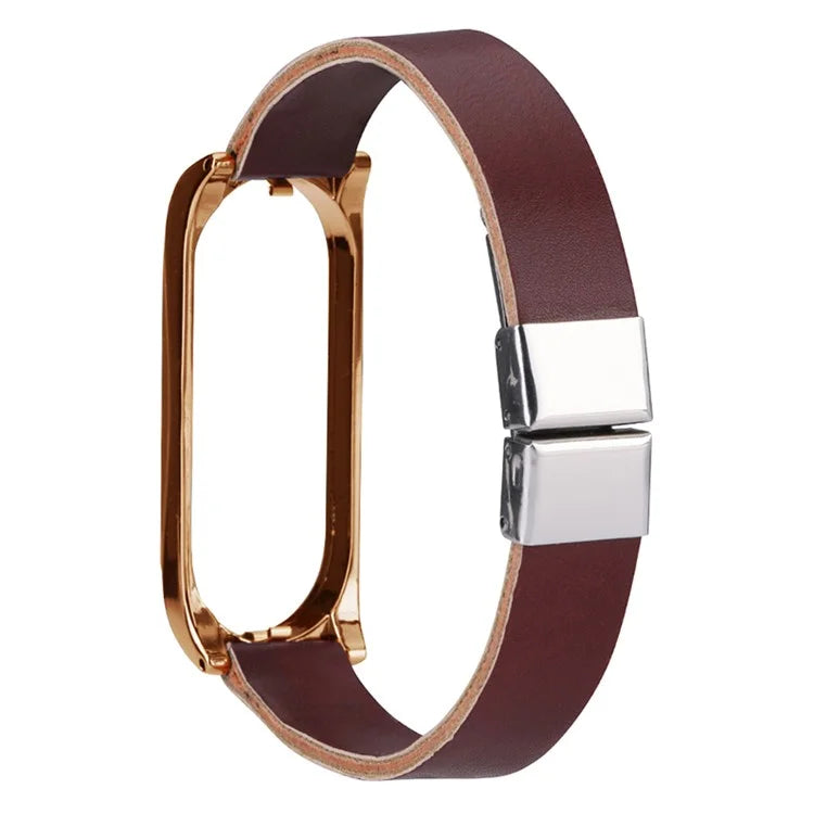 For Xiaomi Mi Band 7 / Band 7 NFC Leather Watch Strap with Watch Case