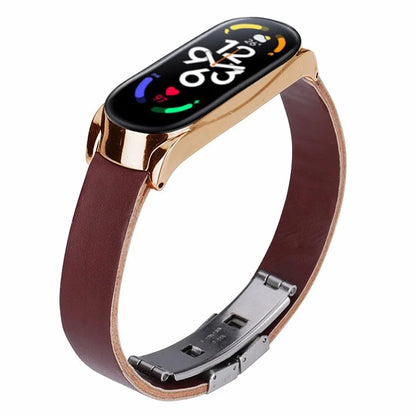 For Xiaomi Mi Band 7 / Band 7 NFC Leather Watch Strap with Watch Case