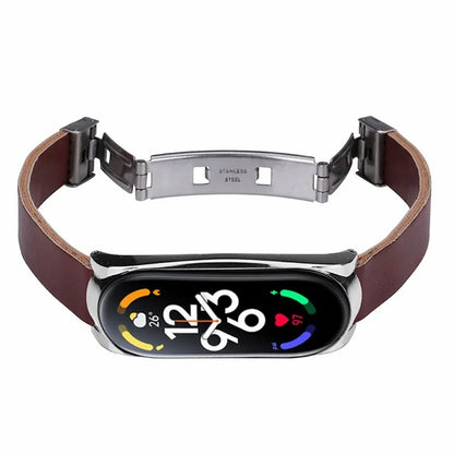 For Xiaomi Mi Band 7 / Band 7 NFC Leather Watch Strap with Watch Case