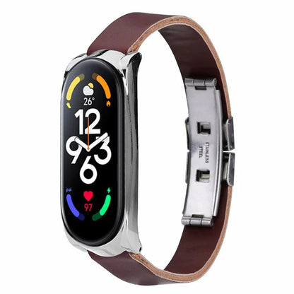 For Xiaomi Mi Band 7 / Band 7 NFC Leather Watch Strap with Watch Case