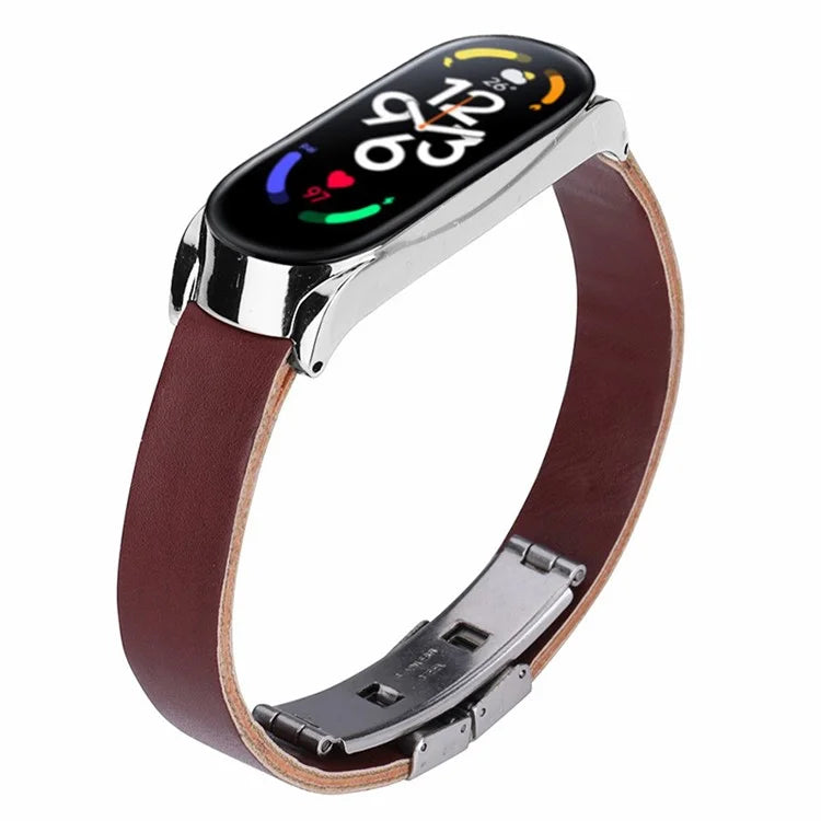 For Xiaomi Mi Band 7 / Band 7 NFC Leather Watch Strap with Watch Case