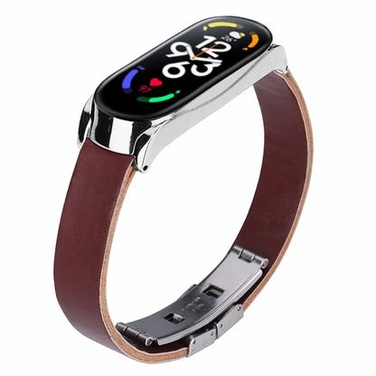 For Xiaomi Mi Band 7 / Band 7 NFC Leather Watch Strap with Watch Case