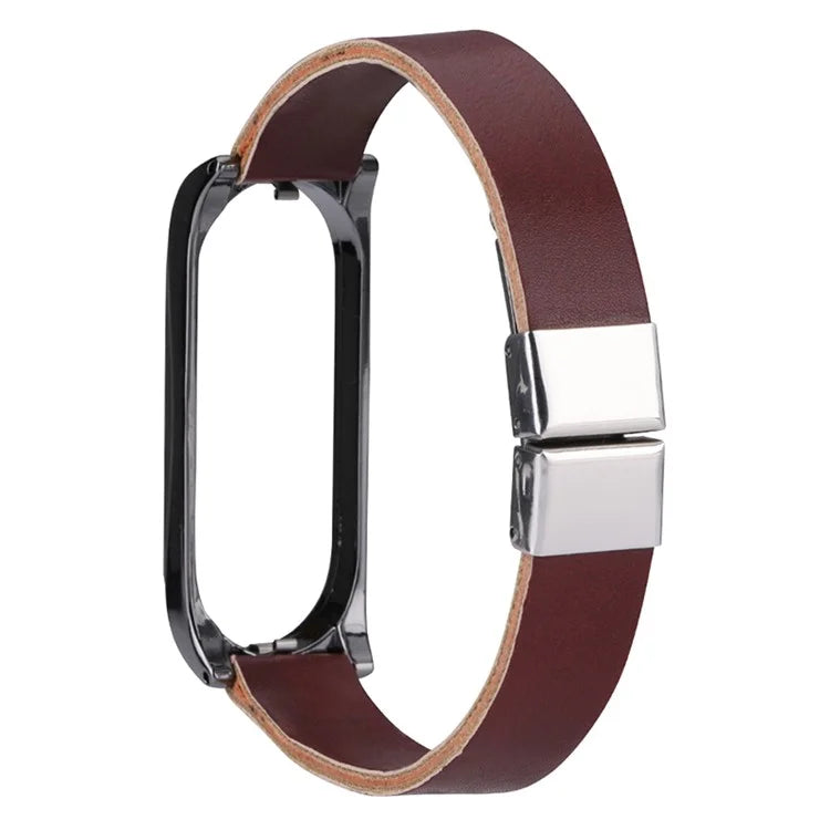For Xiaomi Mi Band 7 / Band 7 NFC Leather Watch Strap with Watch Case