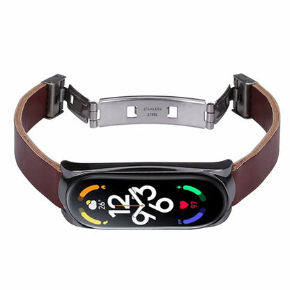 For Xiaomi Mi Band 7 / Band 7 NFC Leather Watch Strap with Watch Case