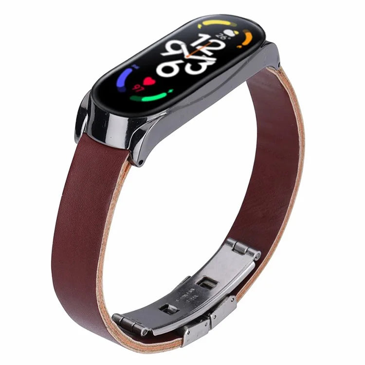 For Xiaomi Mi Band 7 / Band 7 NFC Leather Watch Strap with Watch Case