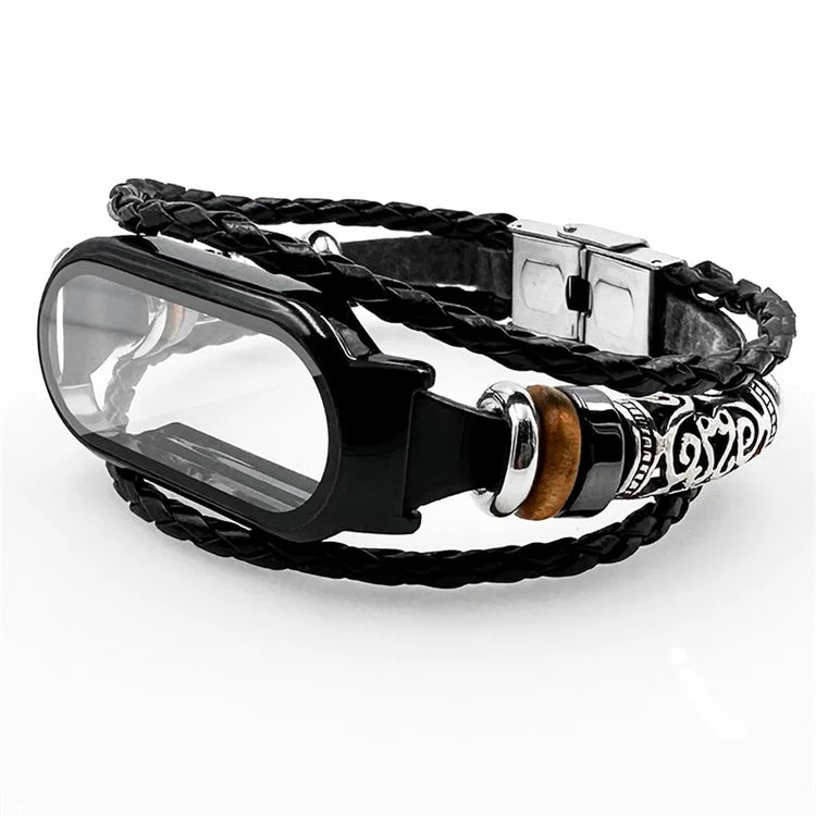 For Xiaomi Smart Band 8 / Smart Band 8 NFC Retro Beads Wrist Strap with Watch Case and Tempered Glass Screen Protector