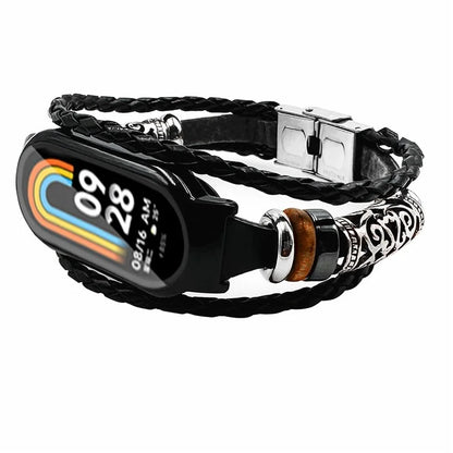 For Xiaomi Smart Band 8 / Smart Band 8 NFC Retro Beads Wrist Strap with Watch Case and Tempered Glass Screen Protector