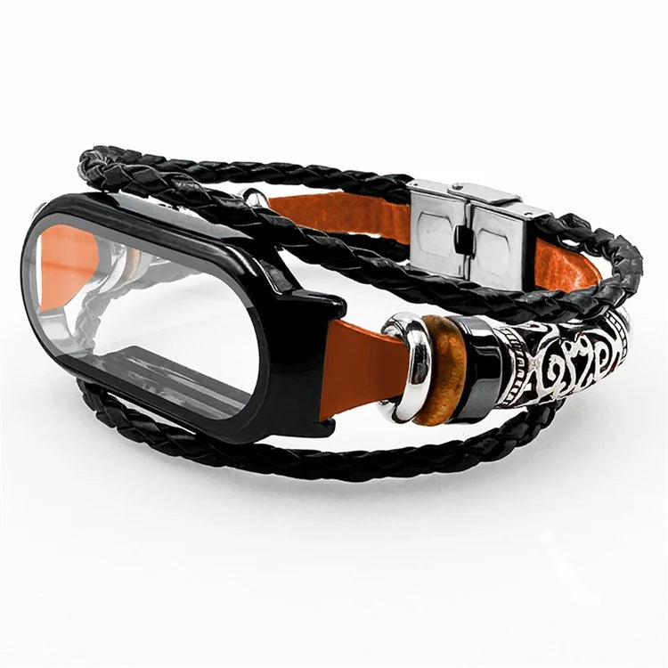 For Xiaomi Smart Band 8 / Smart Band 8 NFC Retro Beads Wrist Strap with Watch Case and Tempered Glass Screen Protector