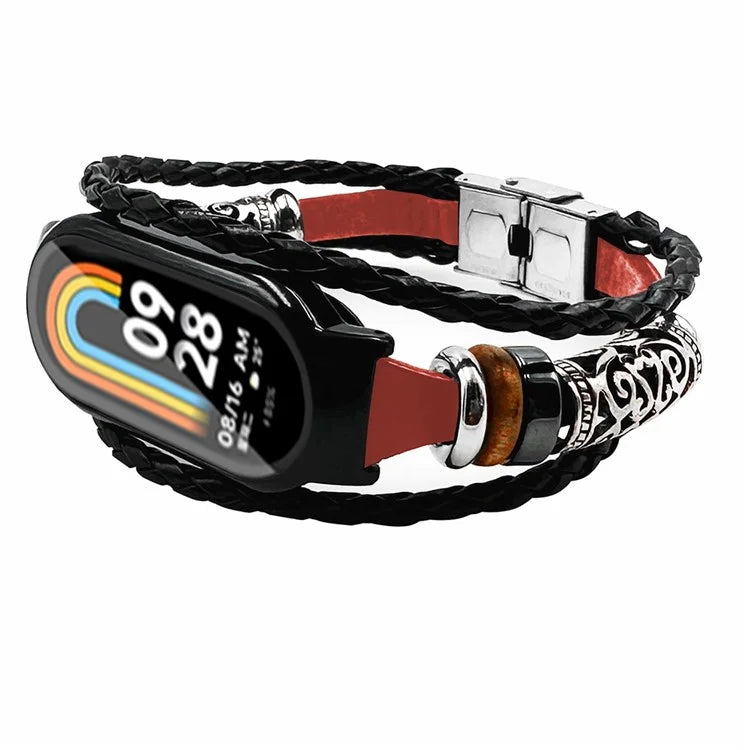 For Xiaomi Smart Band 8 / Smart Band 8 NFC Retro Beads Wrist Strap with Watch Case and Tempered Glass Screen Protector