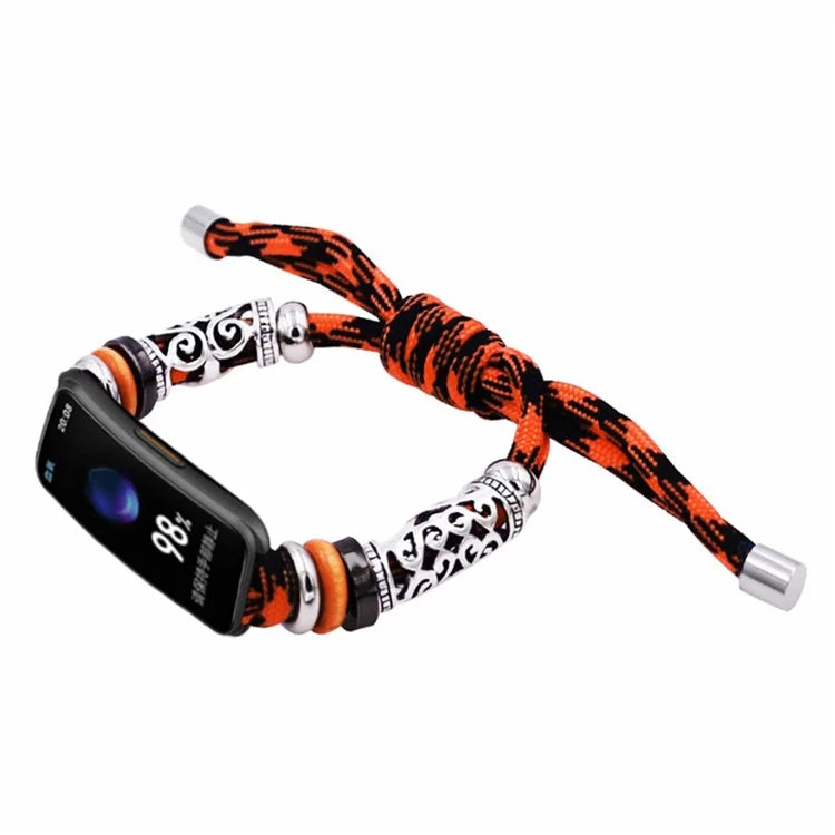 For Keep B4 / Huawei Watch Fit mini Beads Bracelet Braided Watch Band Strap Orange Camo