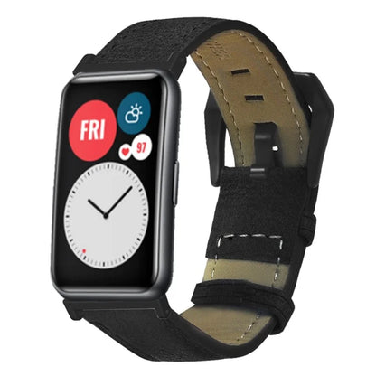 For Huawei Watch Fit / Watch Fit Special Edition Strap Genuine Cow Leather Retro Watch Band