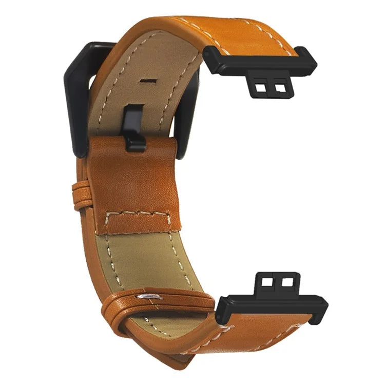 For Huawei Watch Fit / Watch Fit Special Edition Strap Genuine Cow Leather Retro Watch Band