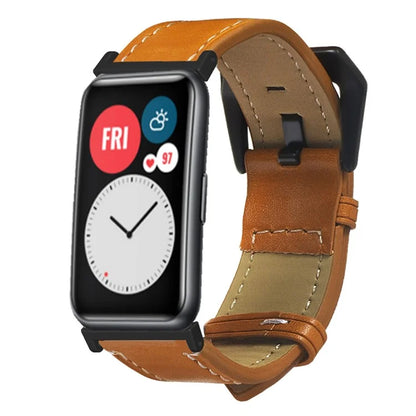 For Huawei Watch Fit / Watch Fit Special Edition Strap Genuine Cow Leather Retro Watch Band