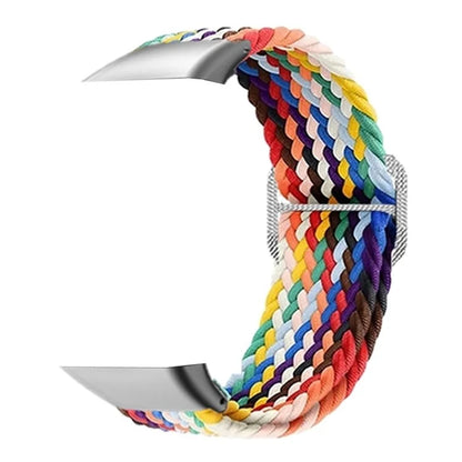 For OPPO Watch Free Replacement Strap Braided Elastic Fabric Watch Band with Silver Connector