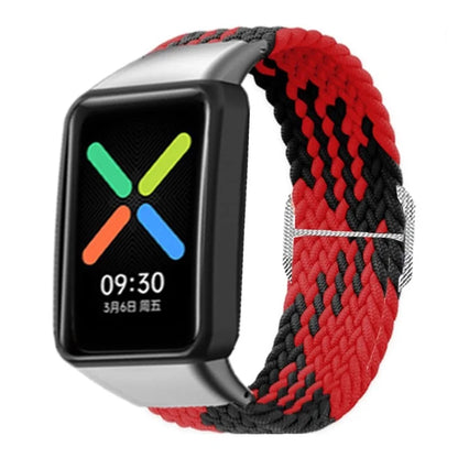 For OPPO Watch Free Replacement Strap Braided Elastic Fabric Watch Band with Silver Connector