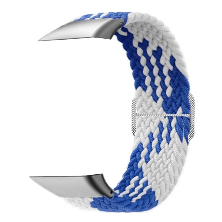 For OPPO Watch Free Replacement Strap Braided Elastic Fabric Watch Band with Silver Connector