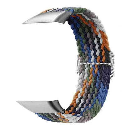 For OPPO Watch Free Replacement Strap Braided Elastic Fabric Watch Band with Silver Connector