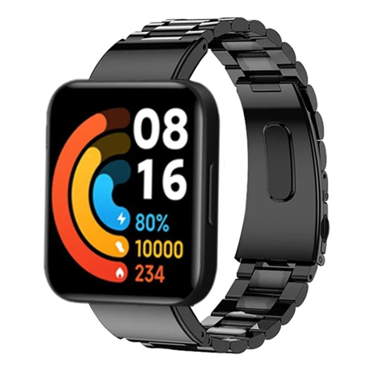 For Xiaomi Redmi Watch 2 / Watch 2 Lite Watch Band 3-beads Solid Metal Strap Replacement