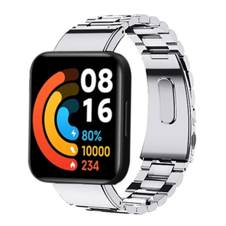 For Xiaomi Redmi Watch 2 / Watch 2 Lite Watch Band 3-beads Solid Metal Strap Replacement