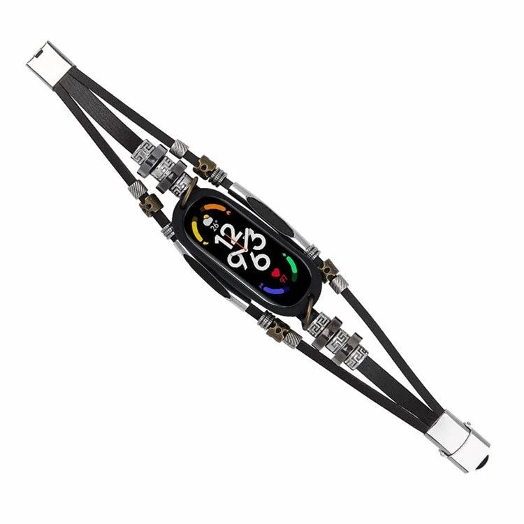 For Xiaomi Mi Band 7 / 6 / 5 NFC Beaded Bracelet Watch Beaded Alloy DIY Watch Strap