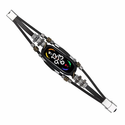 For Xiaomi Mi Band 7 / 6 / 5 NFC Beaded Bracelet Watch Beaded Alloy DIY Watch Strap