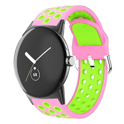 For Google Pixel Watch 2 / Pixel Watch Silicone Strap Dual Color Breathable Watch Bands