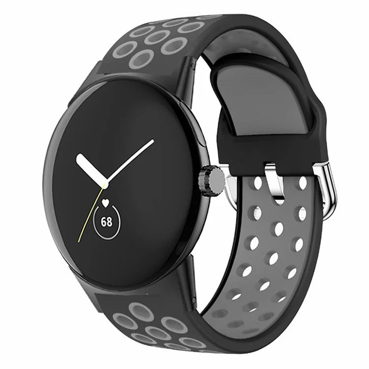 For Google Pixel Watch 2 / Pixel Watch Silicone Strap Dual Color Breathable Watch Bands