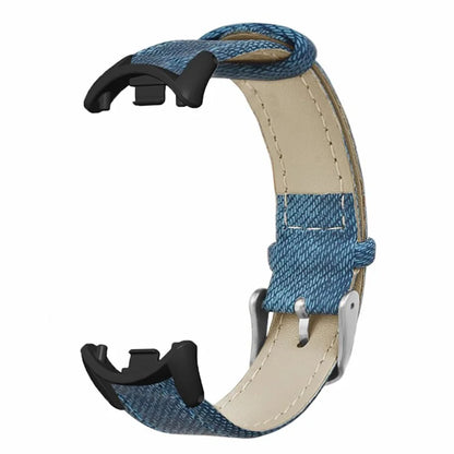 For Xiaomi Smart Band 8 / Smart Band 8 NFC Strap Denim Texture Cowhide Leather Band