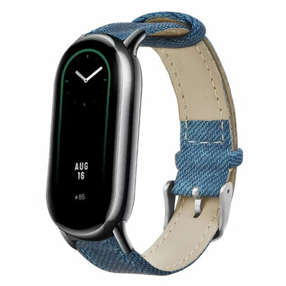 For Xiaomi Smart Band 8 / Smart Band 8 NFC Strap Denim Texture Cowhide Leather Band
