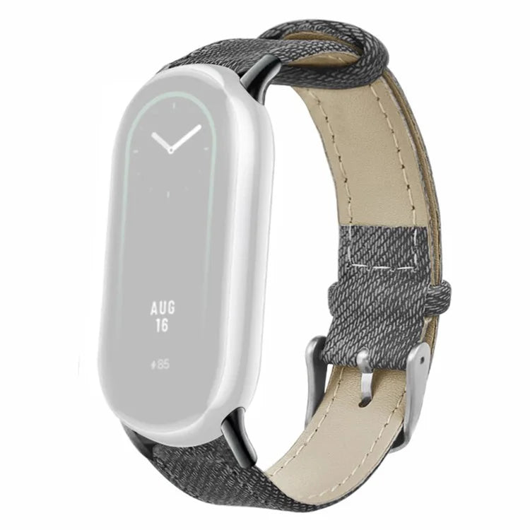 For Xiaomi Smart Band 8 / Smart Band 8 NFC Strap Denim Texture Cowhide Leather Band