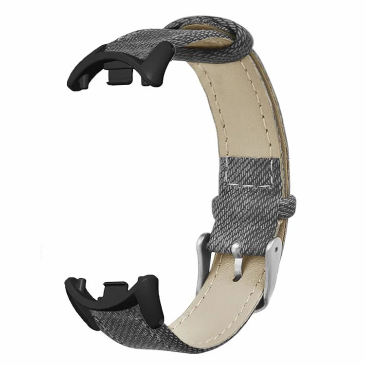 For Xiaomi Smart Band 8 / Smart Band 8 NFC Strap Denim Texture Cowhide Leather Band