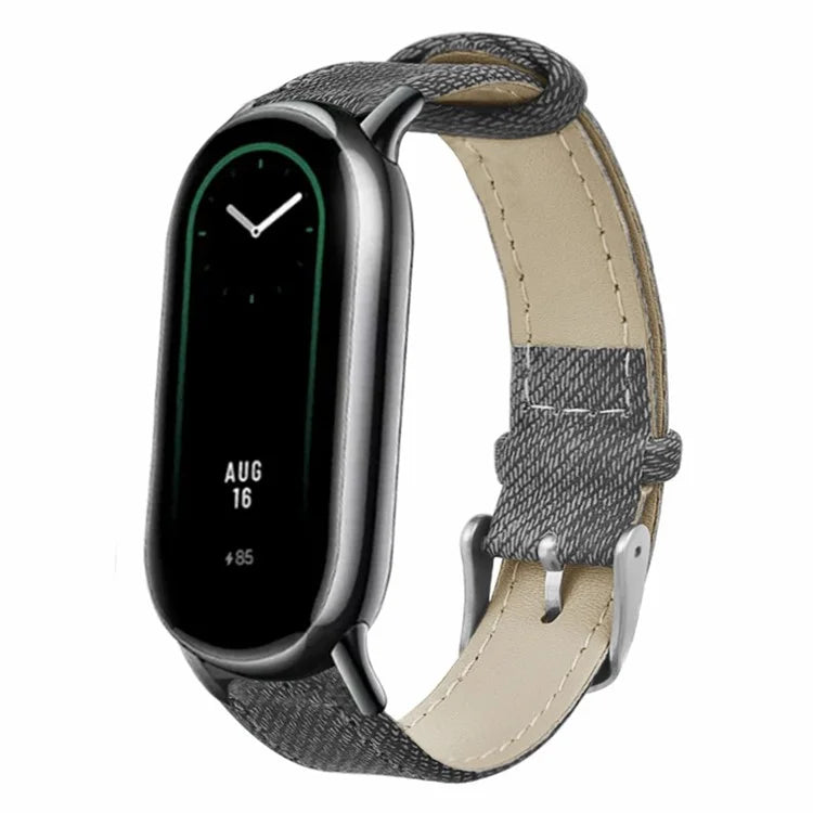 For Xiaomi Smart Band 8 / Smart Band 8 NFC Strap Denim Texture Cowhide Leather Band