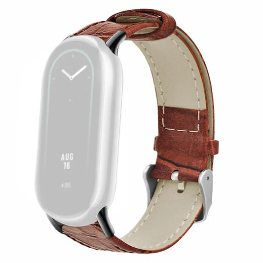 For Xiaomi Smart Band 8 / Smart Band 8 NFC Replacement Strap Bamboo Texture Cowhide Leather Band