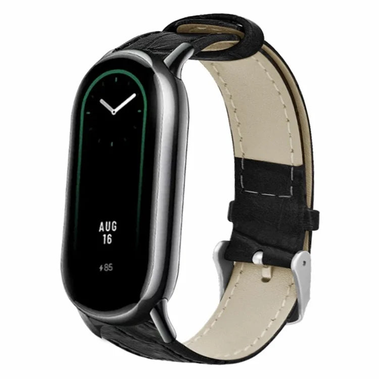 For Xiaomi Smart Band 8 / Smart Band 8 NFC Replacement Strap Bamboo Texture Cowhide Leather Band