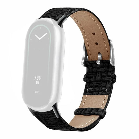 For Xiaomi Smart Band 8 / Smart Band 8 NFC Wrist Strap Woven Texture Cowhide Leather Band