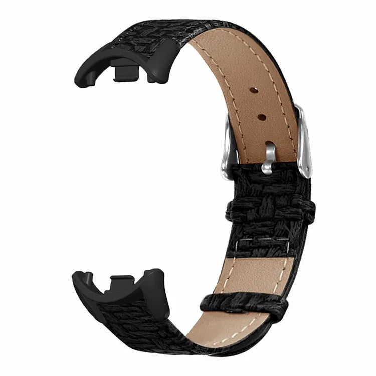 For Xiaomi Smart Band 8 / Smart Band 8 NFC Wrist Strap Woven Texture Cowhide Leather Band
