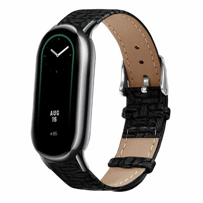 For Xiaomi Smart Band 8 / Smart Band 8 NFC Wrist Strap Woven Texture Cowhide Leather Band