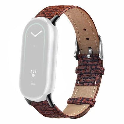 For Xiaomi Smart Band 8 / Smart Band 8 NFC Wrist Strap Woven Texture Cowhide Leather Band
