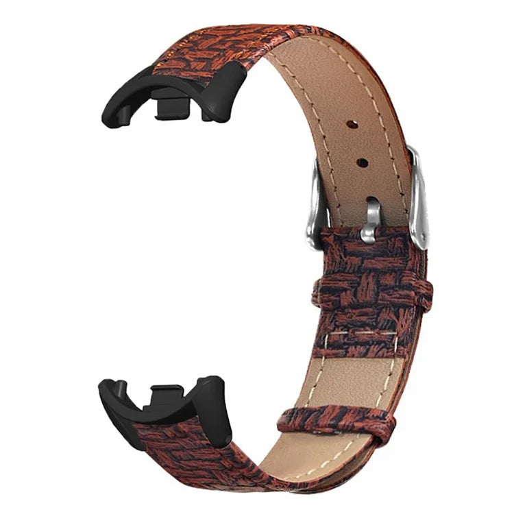 For Xiaomi Smart Band 8 / Smart Band 8 NFC Wrist Strap Woven Texture Cowhide Leather Band