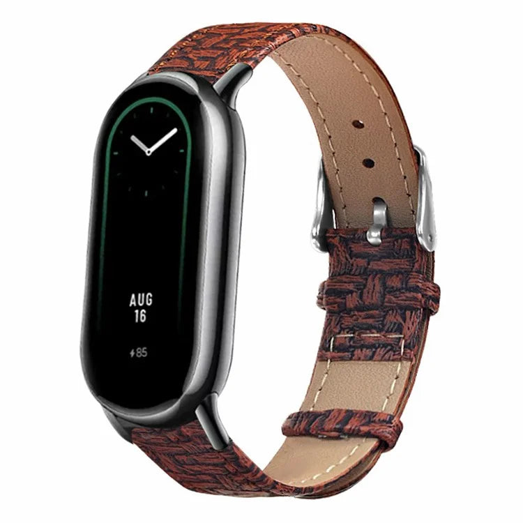 For Xiaomi Smart Band 8 / Smart Band 8 NFC Wrist Strap Woven Texture Cowhide Leather Band
