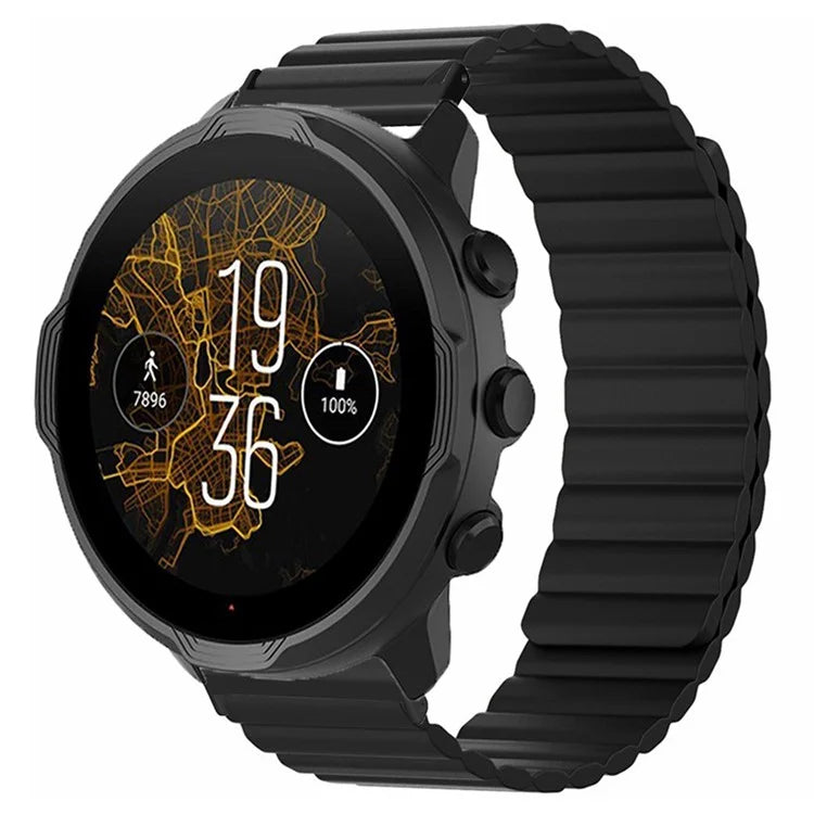 For Suunto Spartan Sport Wrist HR Baro / Suunto 7 Magnetic Band 24mm Silicone Watch Strap