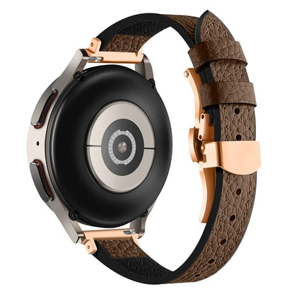 For Samsung Gear S3 Classic / Huawei Watch Ultimate / Xiaomi Watch S1 Watch Band 22mm Silicone+Genuine Leather Watch Strap