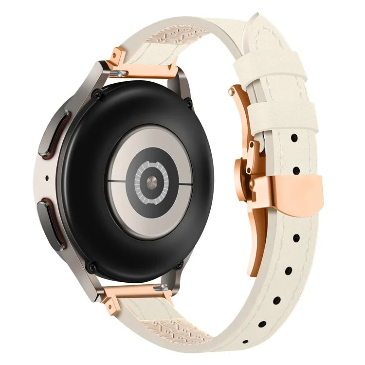 For Samsung Galaxy Watch6 / Garmin Venu Sq / Huami Amazfit Bip Silicone+Genuine Leather Band 20mm Watch Strap