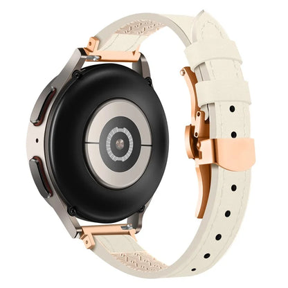 For Samsung Galaxy Watch6 / Garmin Venu Sq / Huami Amazfit Bip Silicone+Genuine Leather Band 20mm Watch Strap